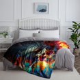 thumbnail image 4 of Bedding Blanket ，Colorful Demon Warrior Print Blanket，Fluffy Warm Throw Over, 4 of 4