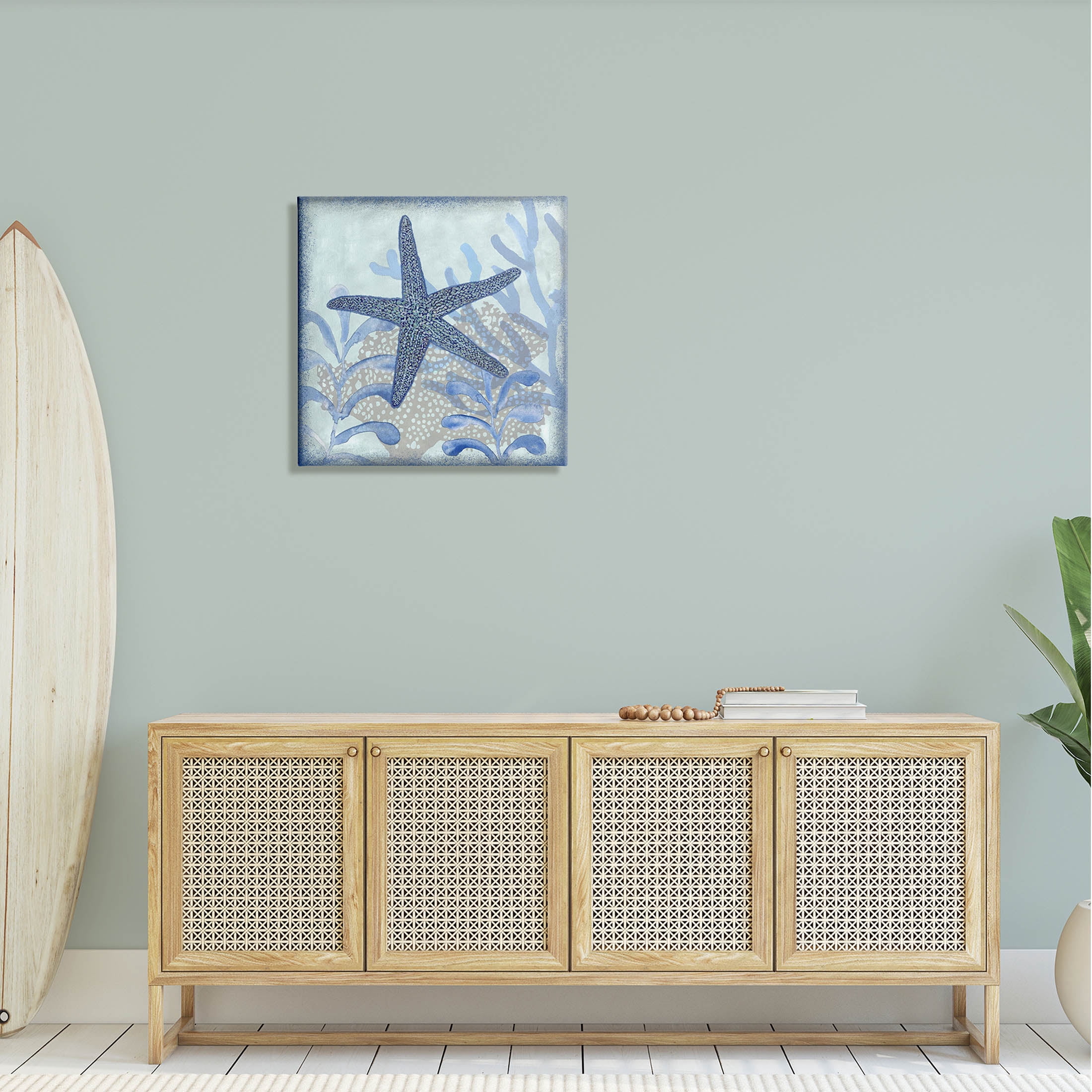 Vivid Blue Starfish Marine Life Animals & Insects Graphic Art Gallery Wrapped Canvas Print Wall Art