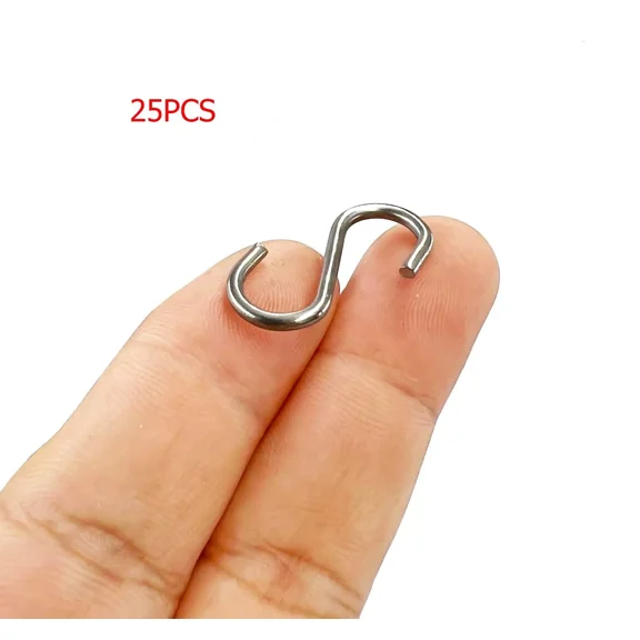 PURELY- 25 Pcs 1 Inch Stainless Steel S Hook Connectores For Home & Garden