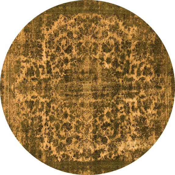 Ahgly Company Indoor Round Oriental Orange Industrial Area Rugs, 6' Round