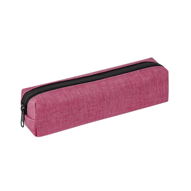 Estuche porta lápices con cierre de poliéster rosa 20 x 5 x 5