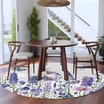 thumbnail image 4 of Round Area Rug 7 Ft, Purple Floral Washable Non-Slip Circle Carpet for Living Room/Bedroom, Spring Lavender Daisy Butterflies Botanical Low-Profile Large Runner Mat Collection Rugs for Indoor, 4 of 7