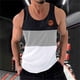 thumbnail image 5 of Hombres Casual Moda Patchwork Impresión Pullover Cuello Redondo Deportes Tanque, 5 of 6