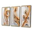 thumbnail image 3 of Designart "Gold White Silver Liquid Sublime Minimalism II" Abstract Shapes Framed Wall Art Set Of 3 - Gold Transitional Frame Canvas Set For Living Room Decor, 3 of 6