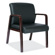 Alera Reception Lounge WL Series Guest Chair, 24.21" x 24.8" x 32.67", Black Seat, Mahogany Base