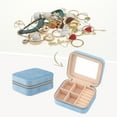 thumbnail image 2 of REGALWOVEN Travel Jewelry Box with Mirror for Women Girls Birthday Gifts, Portable Velvet Jewelry Organizer Case Blue 4*3.5*2in, 2 of 7
