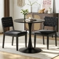 thumbnail image 2 of Ktaxon Mid-Century Modern Dining Table Ser for 2, Round Tulip Dining Table with 2 Soft Padded Side Chairs, 3 Pieces Kitchen Table Set for Small Spaces, Dining Room, Black, 2 of 7