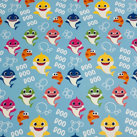 Baby Shark Wrapping Paper Cartoons Themed Gift Wrapper Made from Premium Paper for Kids Girls Boys Birthday Christmas Halloween Hanukkah Baby Showers Holiday Gift Cover(4 Rolls-80sq ft)