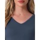 thumbnail image 5 of Camiseta de dormir de mujer INSPIRE CHIC con cuello en V para pijamas y ropa de casa, talla S, azul profundo, 5 of 6