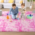 thumbnail image 3 of TWINNIS Abstract Shag Rug For Bedroom,Dyeing Fluffy Carpets for Kids,5'x8',Pink, 3 of 7