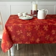 thumbnail image 3 of Benson Mills Poinsettia Scroll Printed Rectangle Fabric Table Cloth Winter Holiday and Christmas Tablecloth (60"" X 120"" Rectangular Red), 3 of 5
