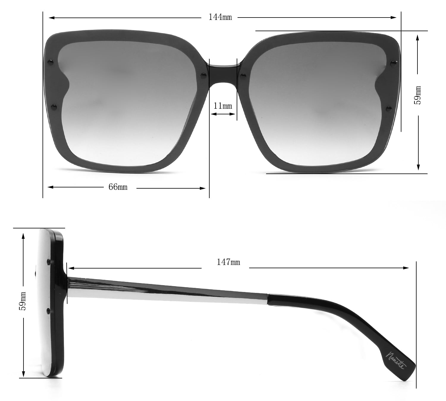 Nanette Lepore Women's NN387 Flush Lens UV400 Protective Square Fashion Sunglasses, 66mm