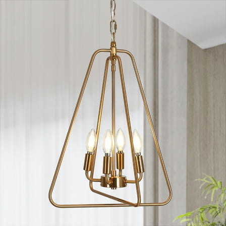 LNC Eskiltuna 4-Light Polished Gold Modern Geometric LED Hanging Kitchen Island Light