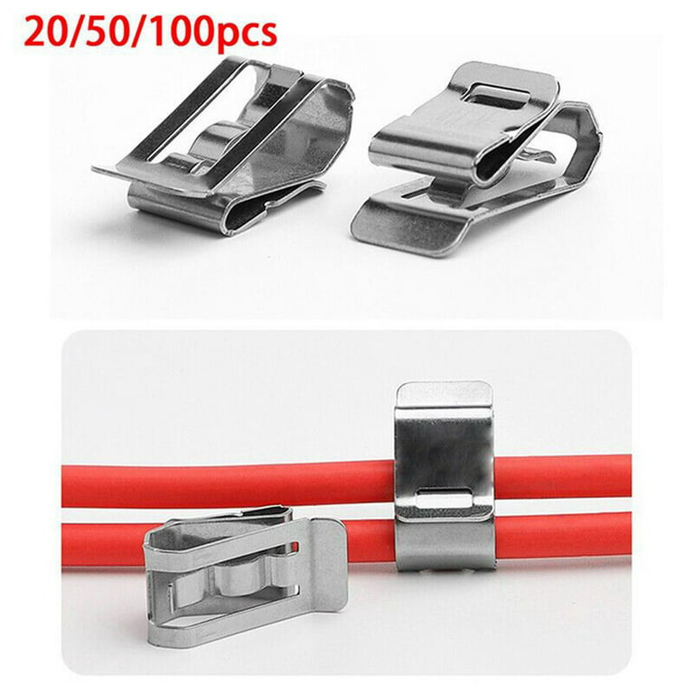 50 Pcs Cable Clip Solar Panel Cable Clip Metal Wire Clips Stainless Steel  for Electrical Cord Management, 5.0 mm to 7.60 mm in Rope Capacity, Silver
