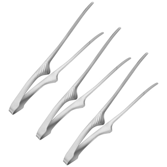 Uxcell 3 Pcs Pinzas para BBQ Coreanas y Japonesas 11.2" Acero Inoxidable 430 Plata
