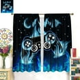 thumbnail image 2 of Graffiti Game Curtains, Blue Flame Game Controller Colorful Cool Game Print Window Curtains Treatments for Kids Boys Teens Playroom Bedroom, 84" W X 84" L, 2 of 6