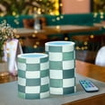 thumbnail image 3 of Yayeee Flameless Candles with Remote Flickering Battery Operated Multi Color Changing, Green and White Plaid Pattern, 3 of 7