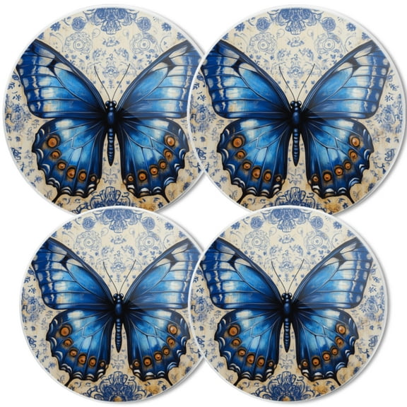 Gas Stove Burner Cover,White Electric Stove Top Protector,Easy to Clean,Blue Butterfly With Spotted Wings