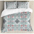 thumbnail image 1 of Vintage Duvet Cover Set Queen Size, Ornamental Composition with Floral Elements Curlicues, 3 Piece Bedding Set with 2 Pillow Shams, Seafoam Dark Coral and Charcoal Grey, by Ambesonne, 1 of 3