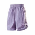 thumbnail image 2 of Aimik Women's Plus Size Athletic Shorts Solid Elastic Waist Shorts with Pockets and Drawstring Summer Comfortable Workout Bottoms, 2 of 6