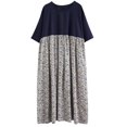 thumbnail image 3 of Vestido de lino y algodón para mujer, suelto, cuello redondo, manga corta, talla grande Eccomum 7, 3 of 7