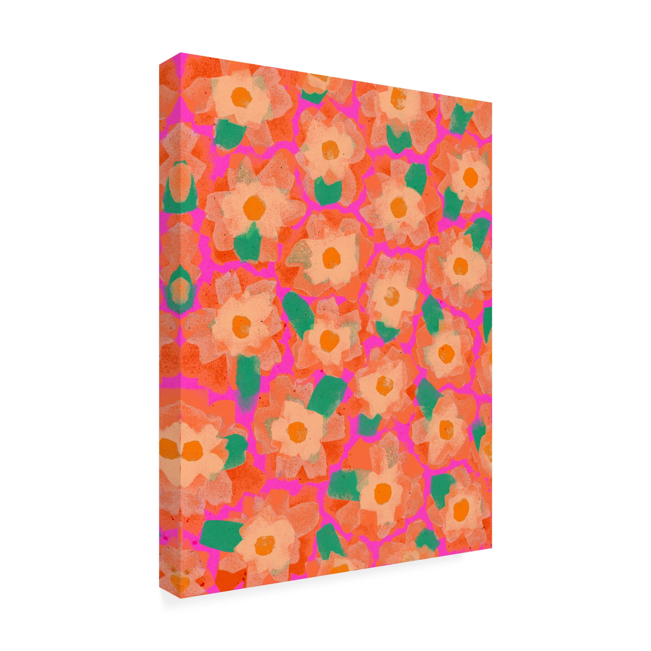 Canvas Wall Art - Treechild 'Cute Orange Flower Pattern' Wall Art for Living Room, Bedroom, or Office D?cor by Trademark Fine Art - 24 x 32 Inches