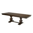 thumbnail image 2 of 7pc Walnut Wood Dining Set with Extendable Table + Beige Linen Chairs + Bench, 2 of 7