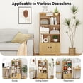 thumbnail image 3 of Resenkos 4 Tiers Bookcase with 4 Cubes Display Shelf and 2 Doors, Multi Functional Storage Unit for Living Room, Study, Natural, 3 of 5
