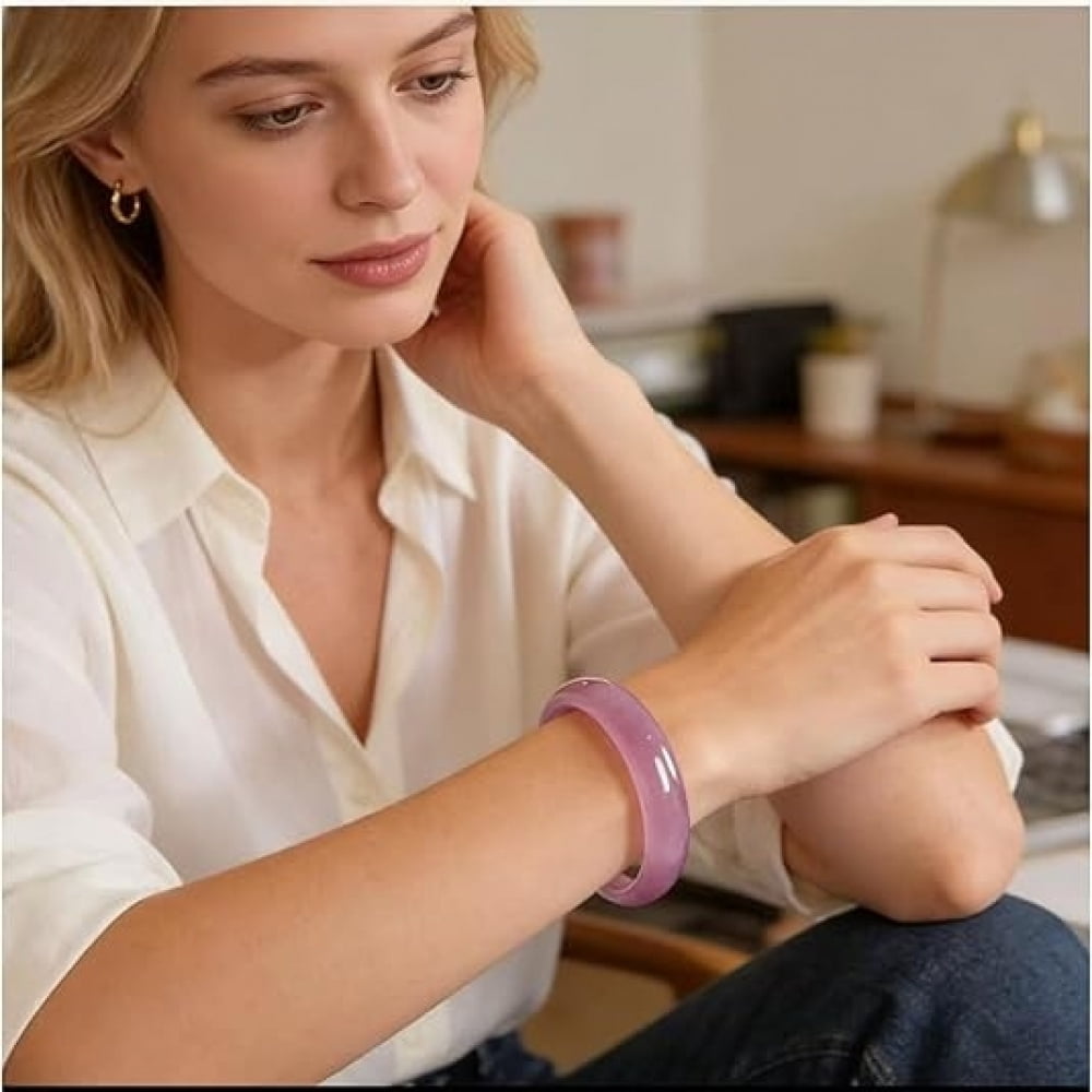 Natural Pink Jade Bangle Bracelet for Women, Genuine Jade Handmade, Gift for Mom and Colleagues
