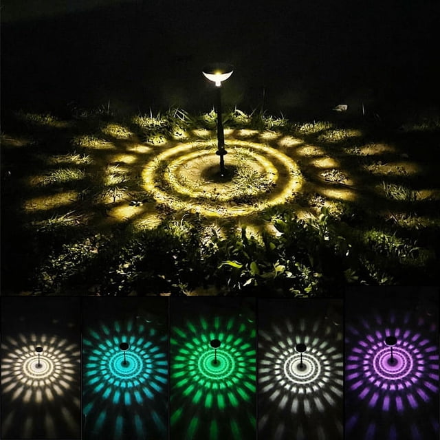 Lámpara de césped solar para exteriores, lámpara de pie con proyección de gotas de agua, que respira siempre brillante y colorida, patio de la calle