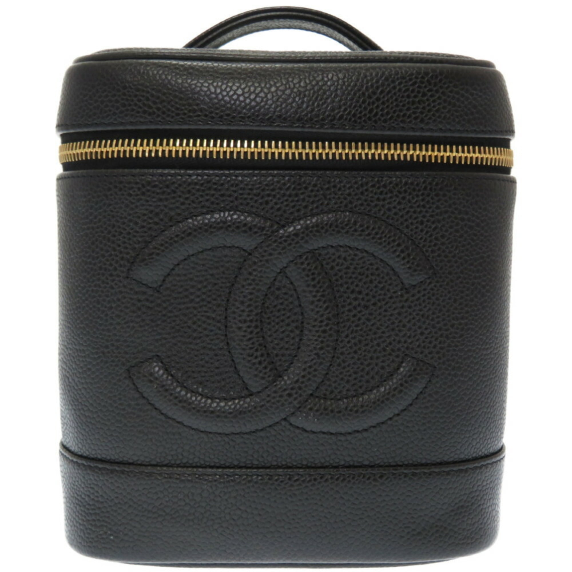 Authenticated Used Chanel coco mark vanity bag handbag black leather ladies  CHANEL 