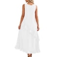 thumbnail image 6 of Blmnix Elegant Dresses for Women Tank Dress Peplum Flowy Dresses Petticoat Crew Neck Maxi Sleeveless White Adaptable Casual Dresses L, 6 of 6