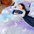 thumbnail image 4 of jejeloiu Tie Dye Galaxy 7pcs Bedding Comforter Set,Multicolor Stars Glitter Print Queen Bedding Sets For Teens Reversible, 4 of 8