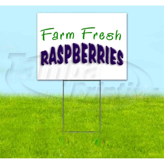 Farm Fresh Raspberries (18"x24") Corrugated Plastic Yard Sign, Bandit, Lawn, Decorations, New, Advertising, USA