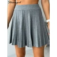 thumbnail image 3 of Spring Knit White Mini Pleated Skirts For Women A Line Skirt Gray High Waist Women Knitted Pleated Short Skirts Korean Fashion, 3 of 6