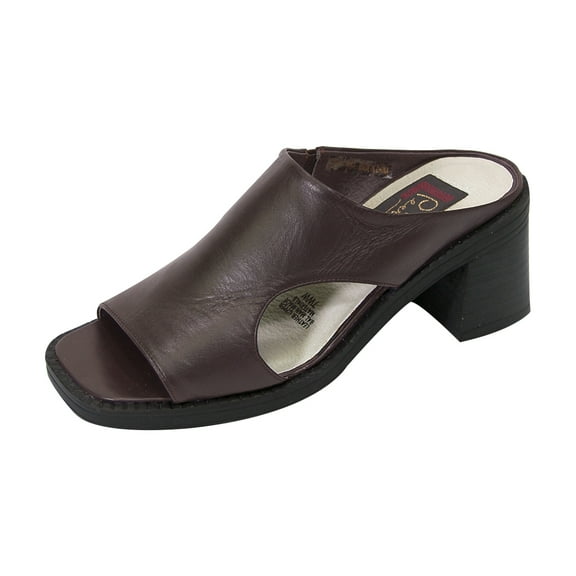 PEERAGE Trudy Women Extra Wide Width Leather Sandals BROWN 9