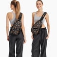 thumbnail image 6 of Sling Backpack,Halloween Dancing Skeletons and Pumpkins Pattern Sling Bag with Water Bottle Holder,Waterproof Sling Bag for Men/Women with Headphone Jack for Hiking,Travel, 6 of 6