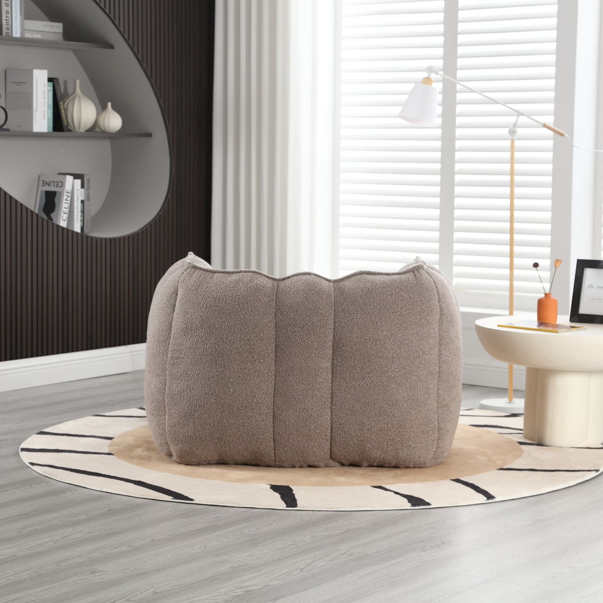 Leumius Soft Bean Bag Chair with High Resilient Foam(Chips)for Living Room and Bedroom,Comfortable Square Lazy Sofa with Footstool for Adults to Gaming, Reading and Watching TV Coffee