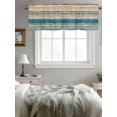 thumbnail image 4 of Kitchen Valances for Window, Boho Teal Stripes Color Block Light Filtering Rod Pocket Valance Curtain, Brown Stripe Watercolor Geometric Art &nbsp;Short Curtains Window Topper for Bedroom 54x18in, 4 of 7