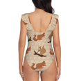 thumbnail image 6 of Yiaed Cartoon Squirrel Print Women's Ruffled One Piece Swimsuit V Neck Swimwear Slimming Monokini for Woman-Large, 6 of 8