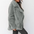 thumbnail image 5 of Women's Fashionable Solid-Color Lapel Mid-Length Plush Coat for Fall and Winter, Warm and Elegant, Winter Clothes for Women,Gray,M, 5 of 7