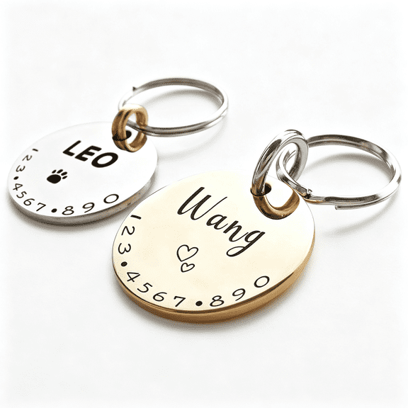 ZHZFKQ Cats Dogs Id Tags Personalized Lovely Symbols Pets Collar Name Accessories Simple Custom Engraved Supplies for Small Four Legged Child Necklace Chain Anti-Lost Copper Brass Charm