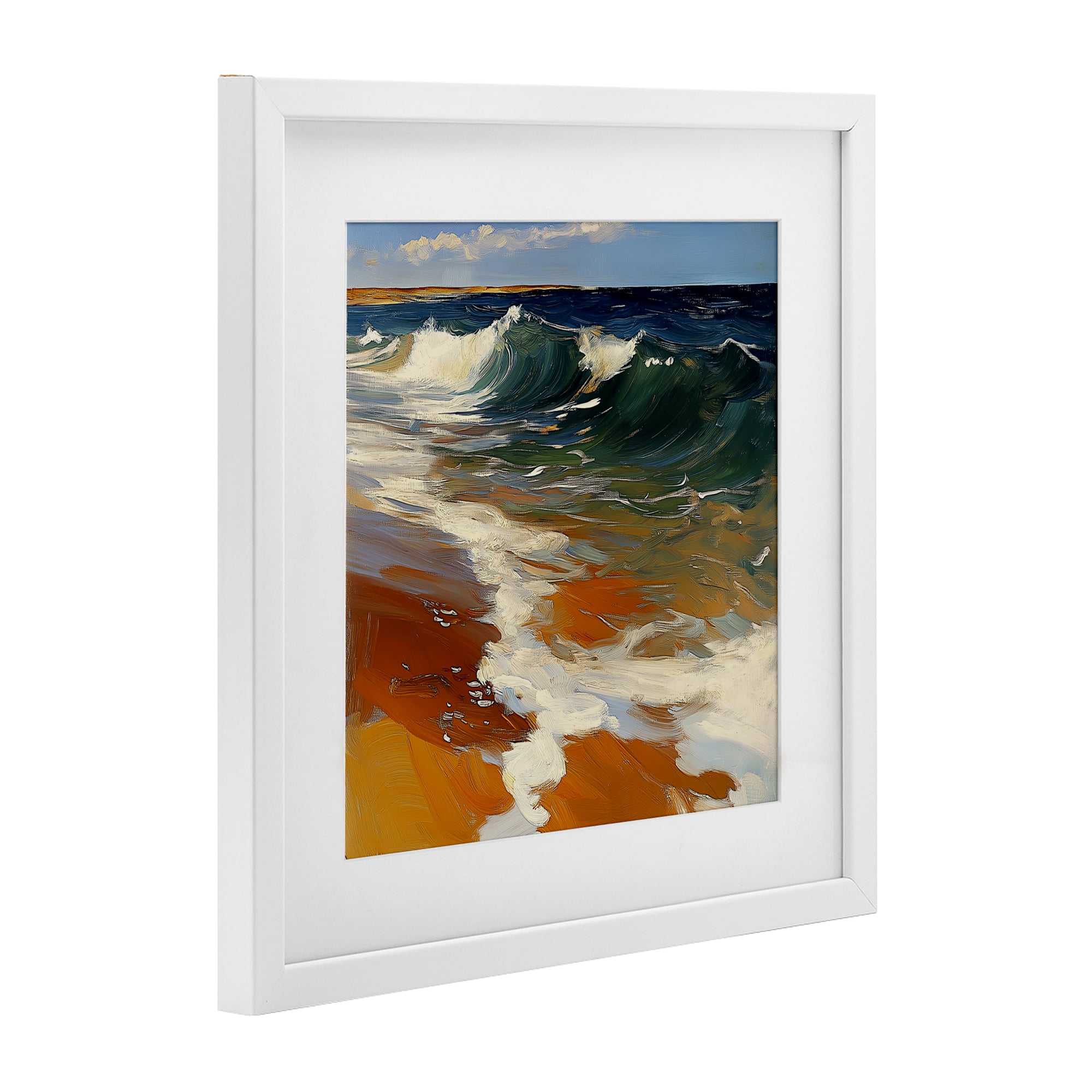 Stupell Industries Glassy Ocean Waves Break White Framed Print Under Glass, design by Walker Noble