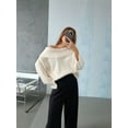 thumbnail image 4 of Women Off Shoulder Sweater Top Long Sleeve Knitted Pullover Casual Loose Oversized Trendy Vintage Knitwear Tops White M, 4 of 8