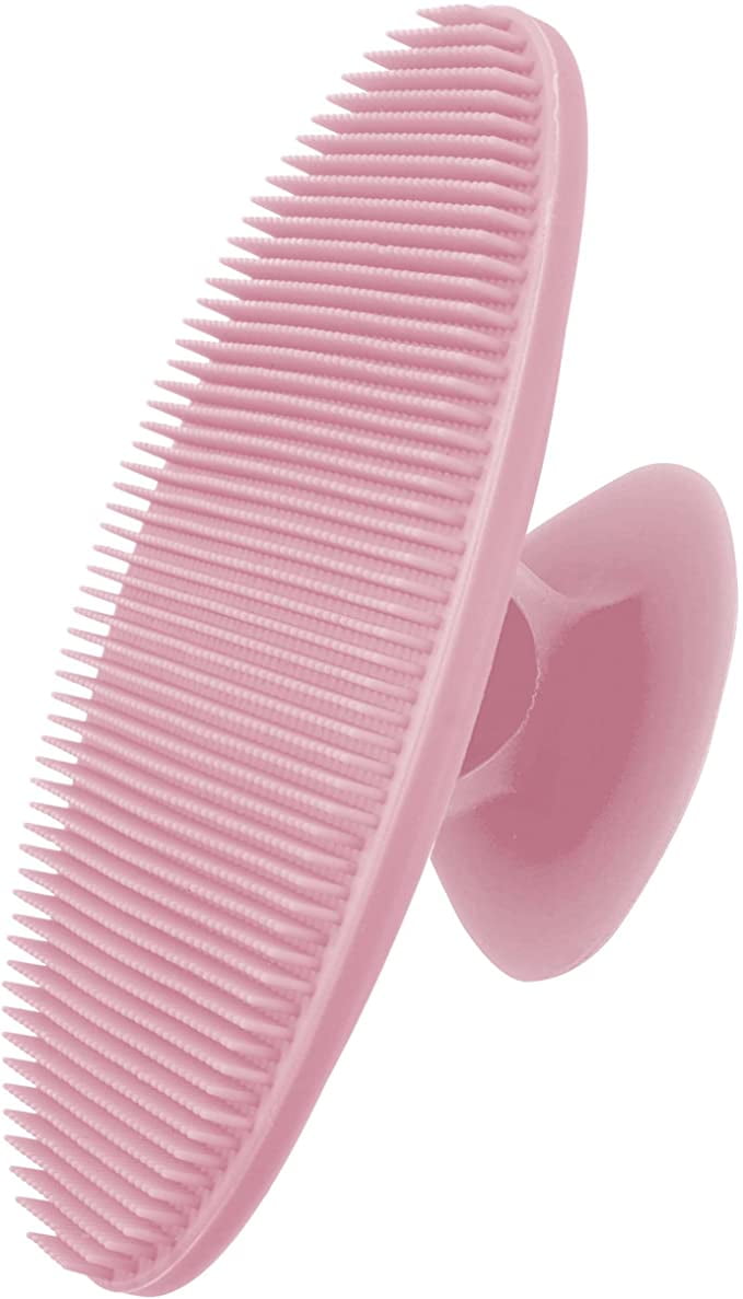 S&T INC. Silicone Body Scrubber Brush for Bath and Shower, Gentle Soft Bristles Massage, Wash and Exfoliate Skin, Pack, Pink, 1 Count