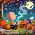 thumbnail image 4 of Pintura de diamantes con paisaje otoñal de Snoopy y Charlie Brown con calabazas para Halloween, taladros AB, punto de cruz completo, mosaico, decoración del hogar, 4 of 5