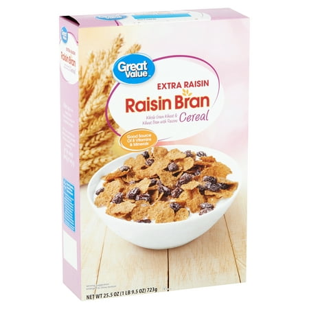 Great Value Raisin Bran Extra Raisin Cereal, 25.5