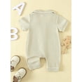 thumbnail image 3 of Biekopu Girls and Boys Romper Pajama Lapel Neck Short Sleeve Contrast Trim Button Down Waffle Jumpsuit Infant Toddler Sleepwear Clothes, 3 of 9