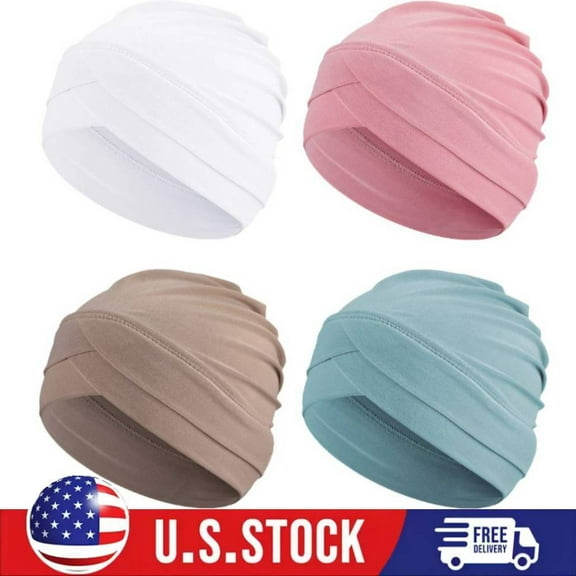 4Pcs Women Turban Caps Chemo Headwear Cancer Patient Head Covering Sleep Hat