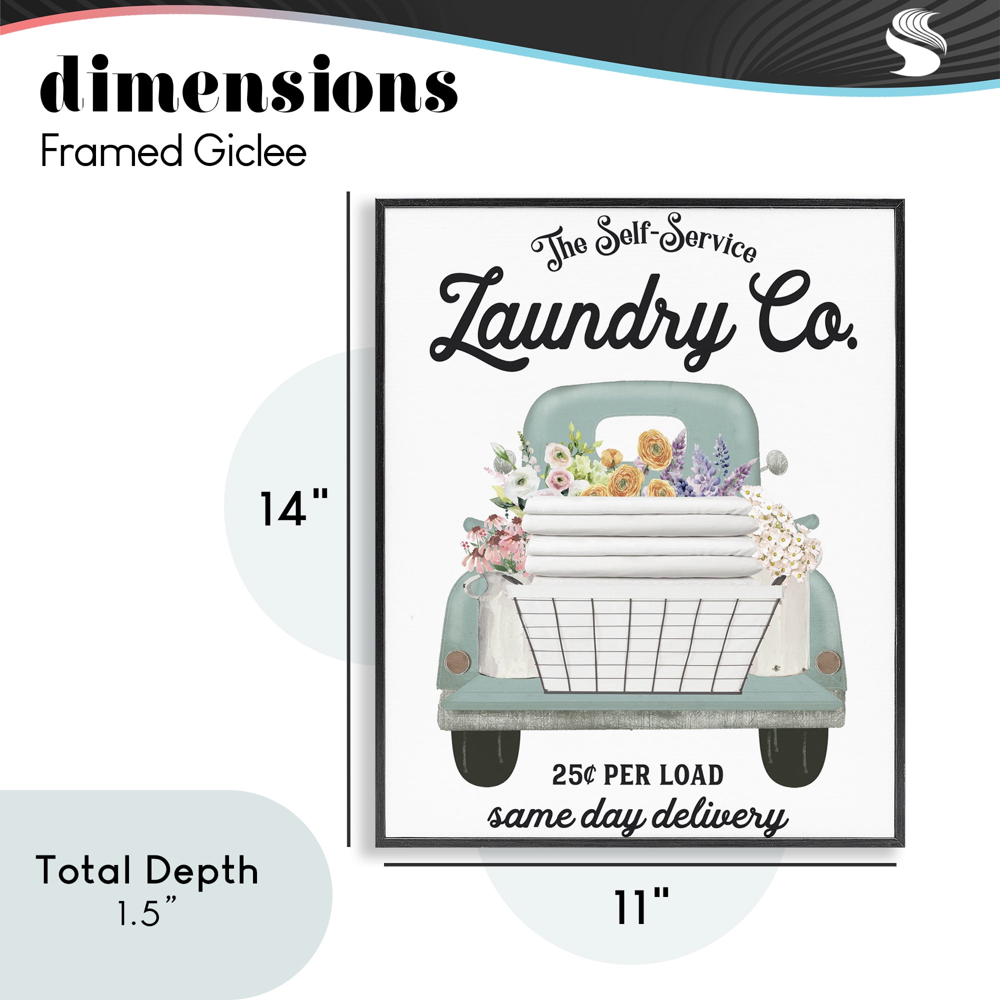 Laundry Delivery Truck Black Framed Giclee Art, design by Lettered and Lined